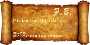 Pinterics Balló névjegykártya